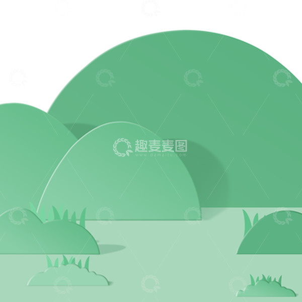 源文件下载【趣麦麦图】绿色清新小山草堆场景背景元素