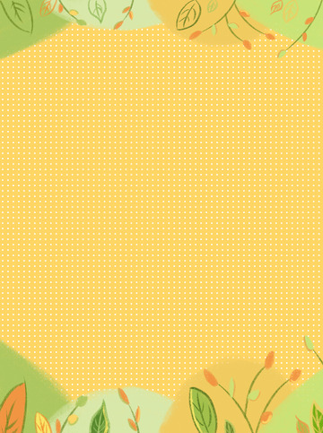 黄绿小清新春夏植物装饰格子背景大暑手绘图