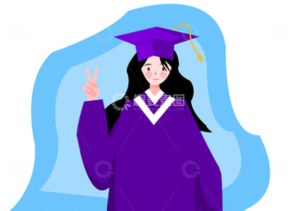 源文件下载【趣麦麦图】毕业季扁平插画大学生学士服元素组合