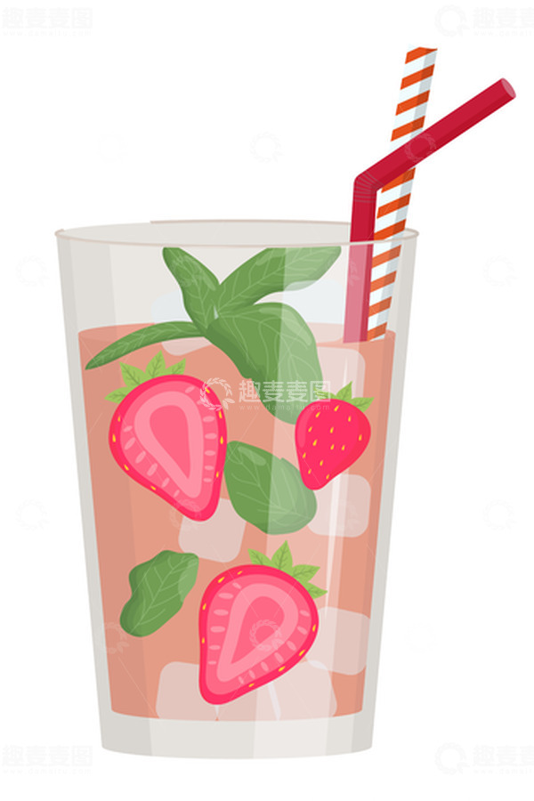 源文件下载【趣麦麦图】大暑清新夏日草莓特饮