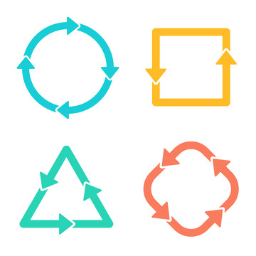 蓝绿色扁平风环状循环箭头PPT素材