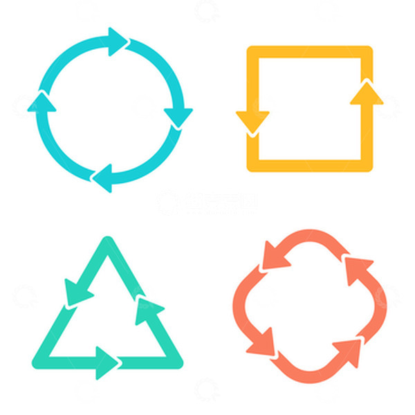 源文件下载【趣麦麦图】蓝绿色扁平风环状循环箭头PPT素材