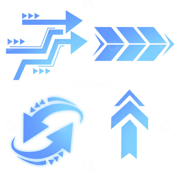 源文件下载【趣麦麦图】-蓝色科技扁平简约科技风箭头元素