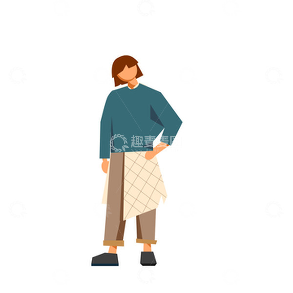 源文件下载【趣麦麦图】绿色扁平风人物简约服装造型元素