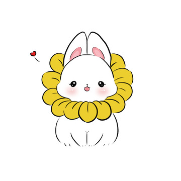 白色可爱兔子太阳花头环手绘