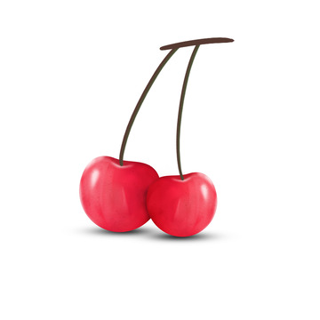 红色手绘樱桃水果PSD