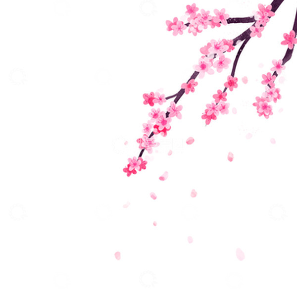源文件下载【趣麦麦图】水彩浪漫桃花七夕元素