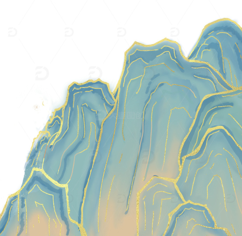 源文件下载【趣麦麦图】国潮山水画山峰群山装饰素材青山