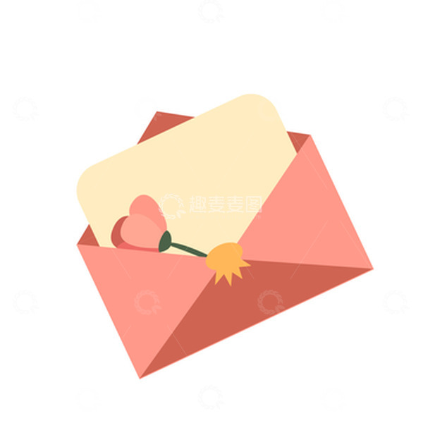 源文件下载【趣麦麦图】粉色扁平风情人节七夕浪漫情书信封元素