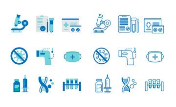 蓝色扁平化医疗生物科技图标元素