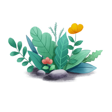 绿色手绘植物元素