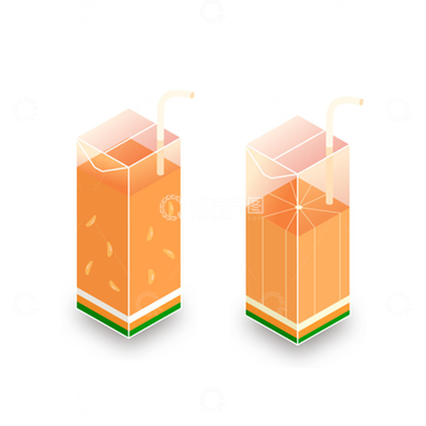 源文件下载【趣麦麦图】橙色卡通2.5D橙汁元素