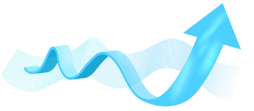 科技感箭头C4D风格蓝色箭头向上曲线标志