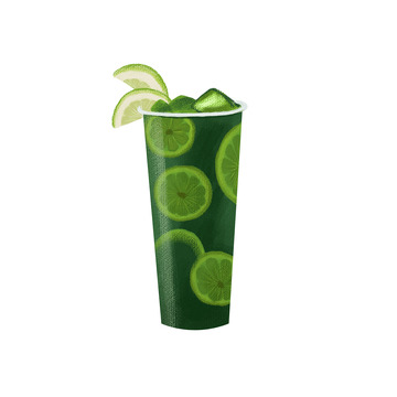 奶茶饮品暴打柠檬茶手绘插画