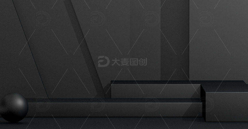 源文件下载【趣麦麦图】-C4D黑色展台背景