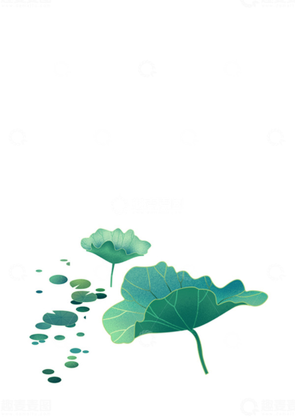 源文件下载【趣麦麦图】手绘 大暑 荷叶 莲叶 装饰元素
