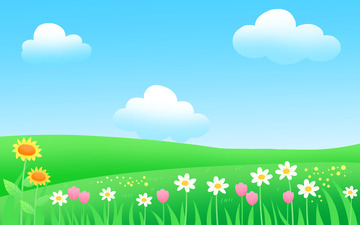 蓝天和草地自然风景背景