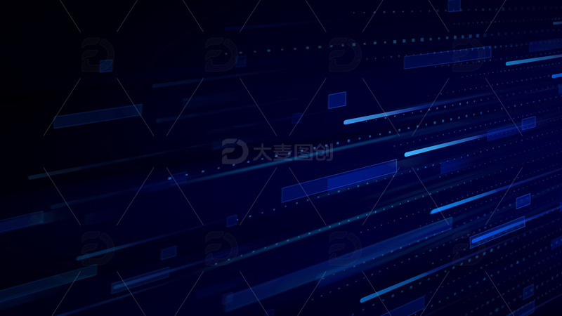 源文件下载【趣麦麦图】蓝色科技感流光数据光线背景