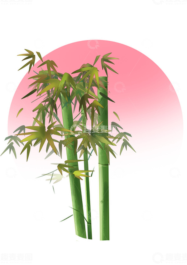 源文件下载【趣麦麦图】手绘 落日余晖 古风 竹子