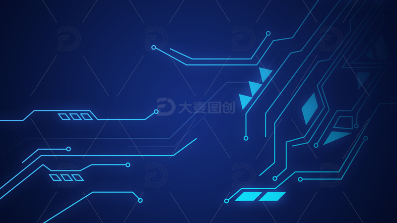 源文件下载【趣麦麦图】简约扁平渐变蓝色科技线条科技背景