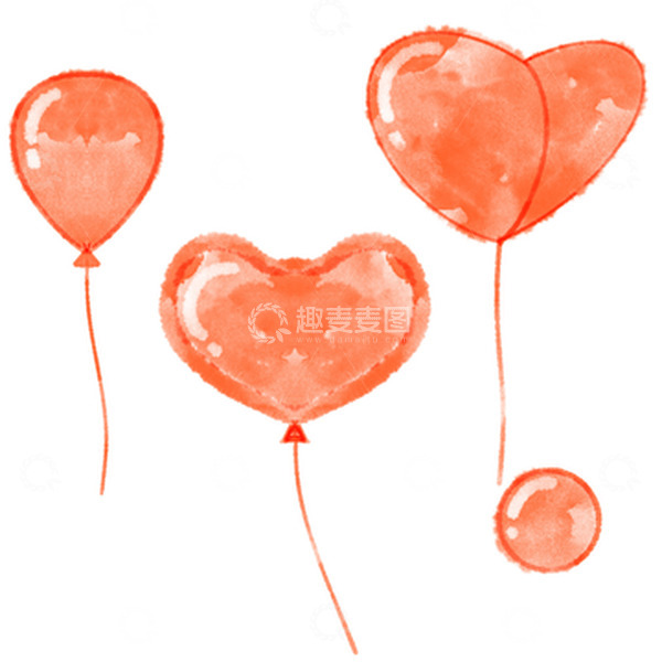 源文件下载【趣麦麦图】红色七夕情人节爱心气球