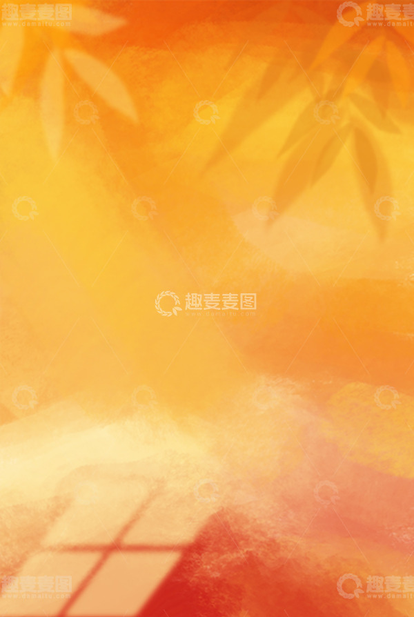 源文件下载【趣麦麦图】秋天金黄渐变树叶影子背景