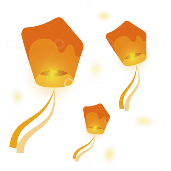 源文件下载【趣麦麦图】渐变孔明灯七夕漂浮物