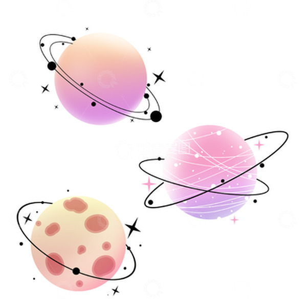 源文件下载【趣麦麦图】手绘梦幻星球