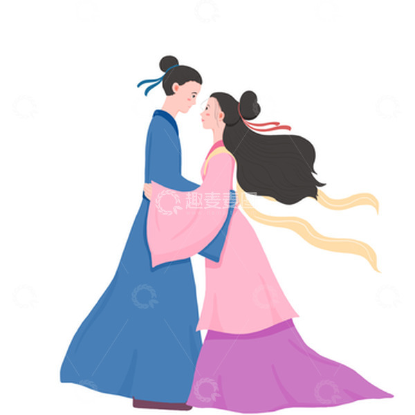 源文件下载【趣麦麦图】-牛郎织女鹊桥相会七夕元素