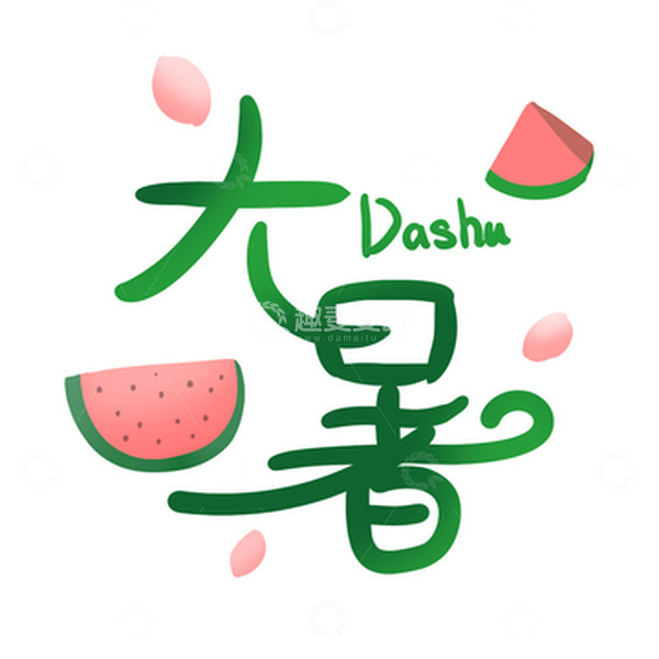 源文件下载【趣麦麦图】简约卡通手绘大暑节气文字设计