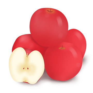 红色切开苹果水果手绘