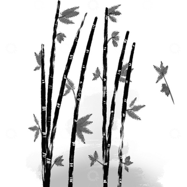 源文件下载【趣麦麦图】水墨画黑色竹子
