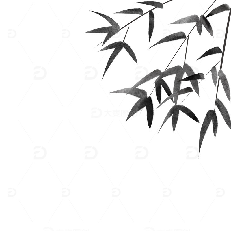 源文件下载【趣麦麦图】竹叶水墨画元素