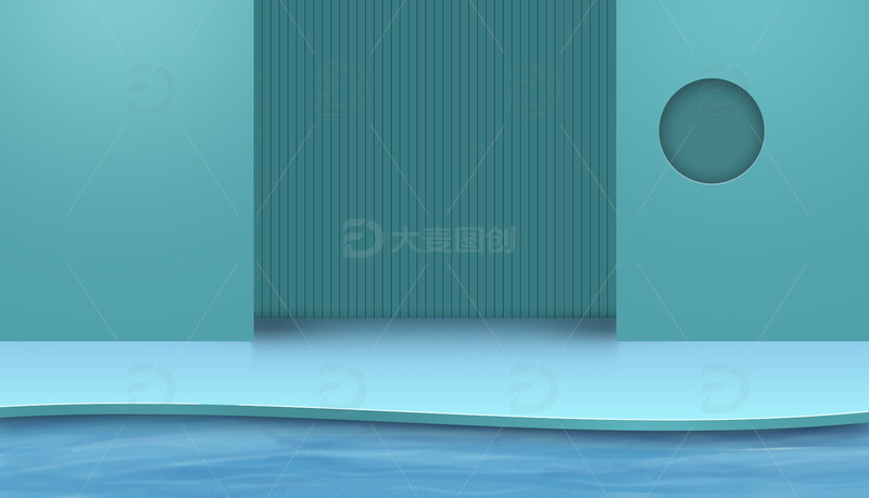 绿色清爽场景平台水面PSD