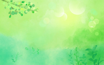 绿色水彩清新夏天大暑背景