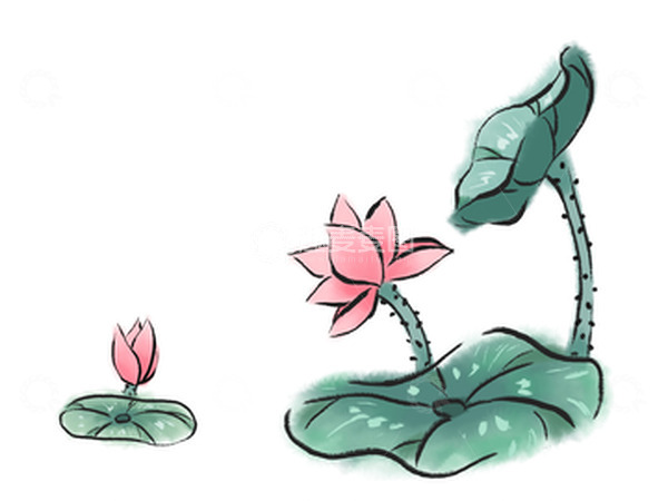 源文件下载【趣麦麦图】水墨中国风荷花