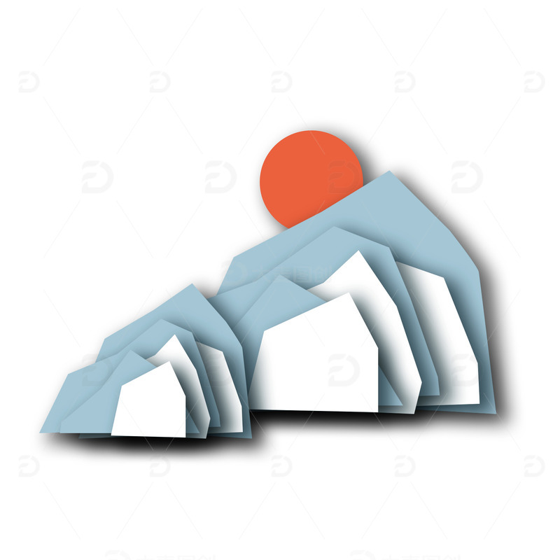 源文件下载【趣麦麦图】-中式国潮剪贴风山水插画免抠元素