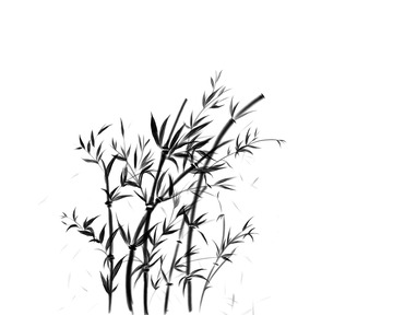 墨色国风手绘竹子水墨画