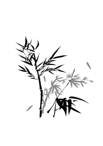 中国风水墨竹叶手绘图