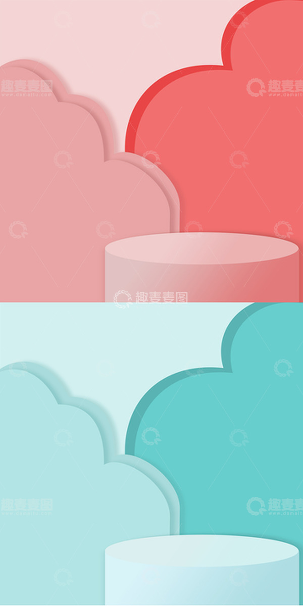 源文件下载【趣麦麦图】清新简约渐变展台展示背景