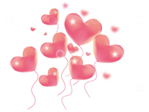 源文件下载【趣麦麦图】唯美粉红色七夕爱心气球