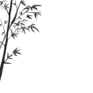 竹子竹叶水墨画元素