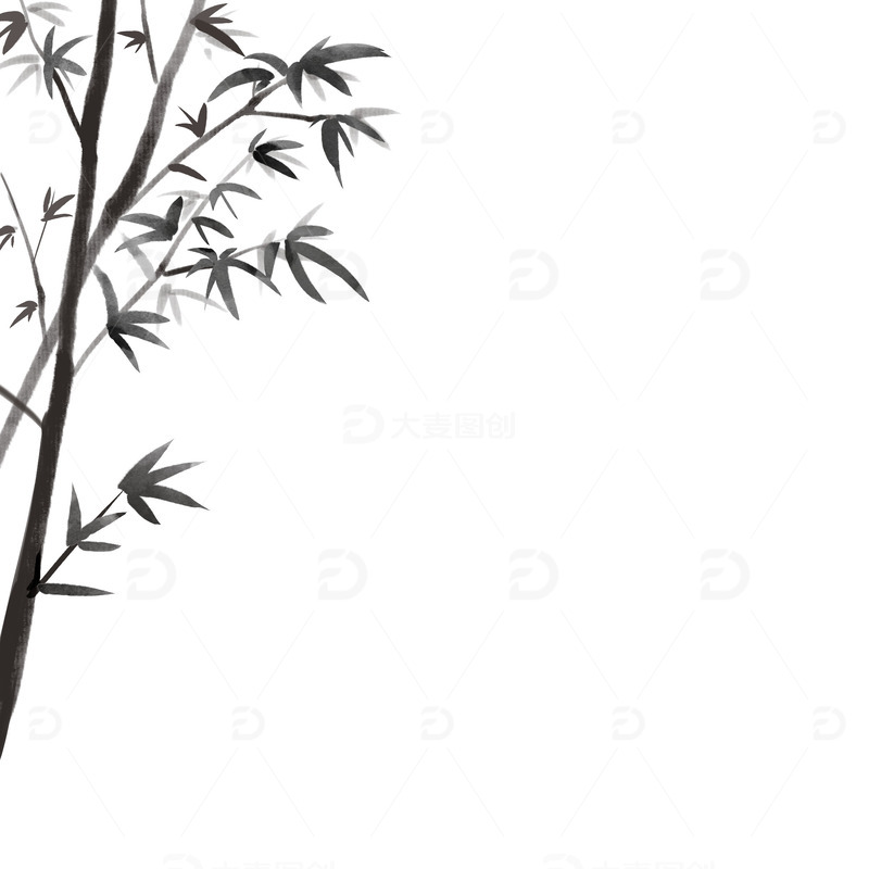 源文件下载【趣麦麦图】竹子竹叶水墨画元素