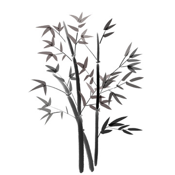 水墨画竹子竹叶元素