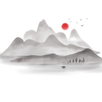 山水水墨画元素