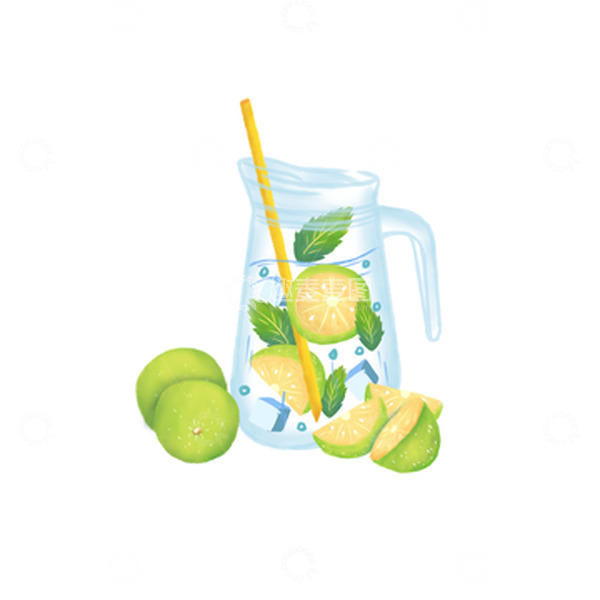 源文件下载【趣麦麦图】卡通手绘卡通大暑柠檬汁免抠元素