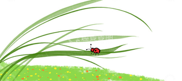 源文件下载【趣麦麦图】绿色草瓢虫草地花手绘