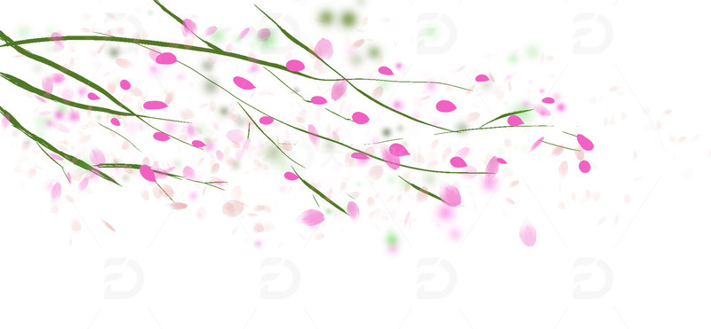 粉色紫色水墨花意境手绘