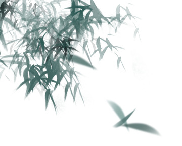 国风水墨墨绿色竹子