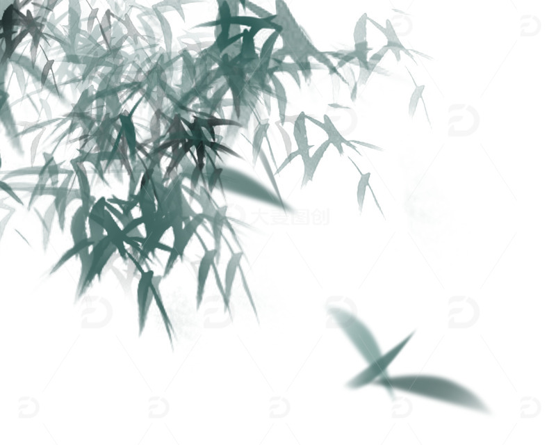 源文件下载【趣麦麦图】国风水墨墨绿色竹子